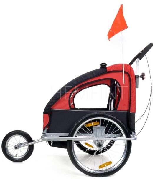 Cykelvagn/joggingvagn med stötdämpare - Röd Cykelvagn/joggingvagn med stötdämpare - Röd