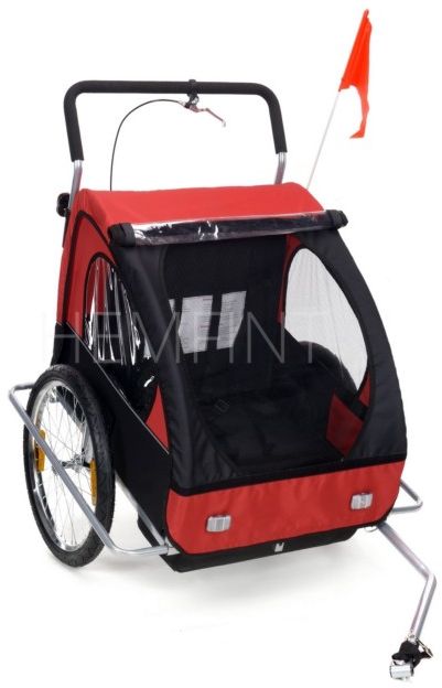 Cykelvagn/joggingvagn med stötdämpare - Röd Cykelvagn/joggingvagn med stötdämpare - Röd