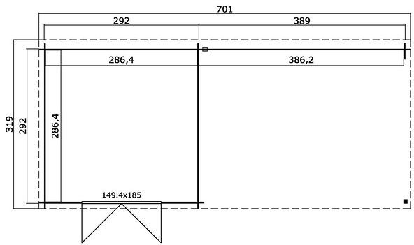 Förråd Sandy - 19,5 m² med cykelskjul Förråd Sandy - 19,5 m² med cykelskjul