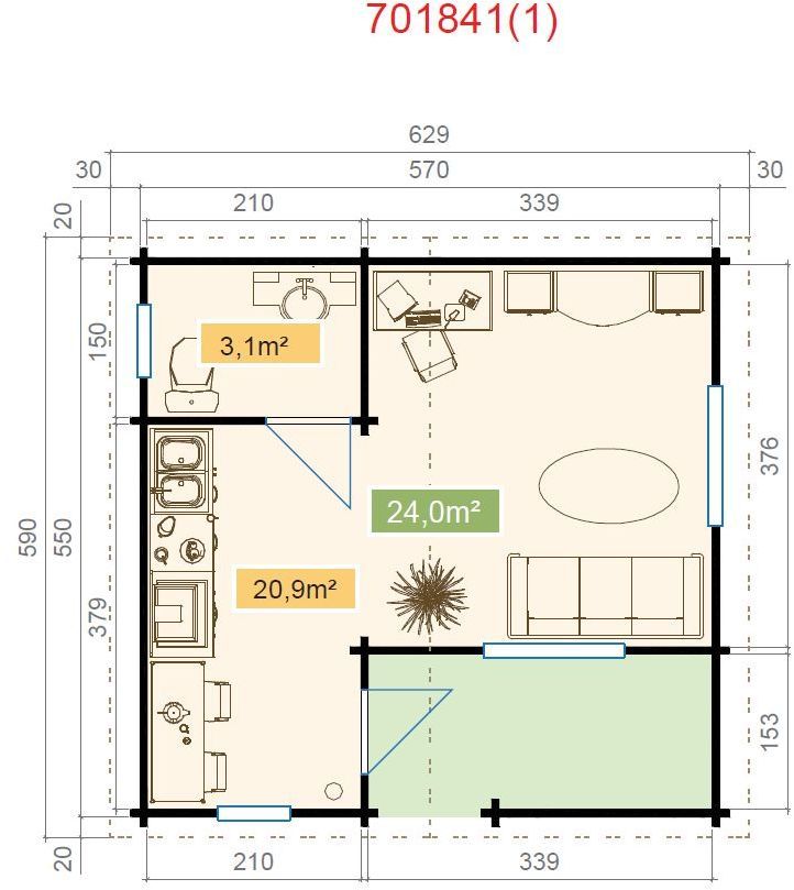 Fritidshus Tindra - 31,3 m² Fritidshus Tindra - 31,3 m²