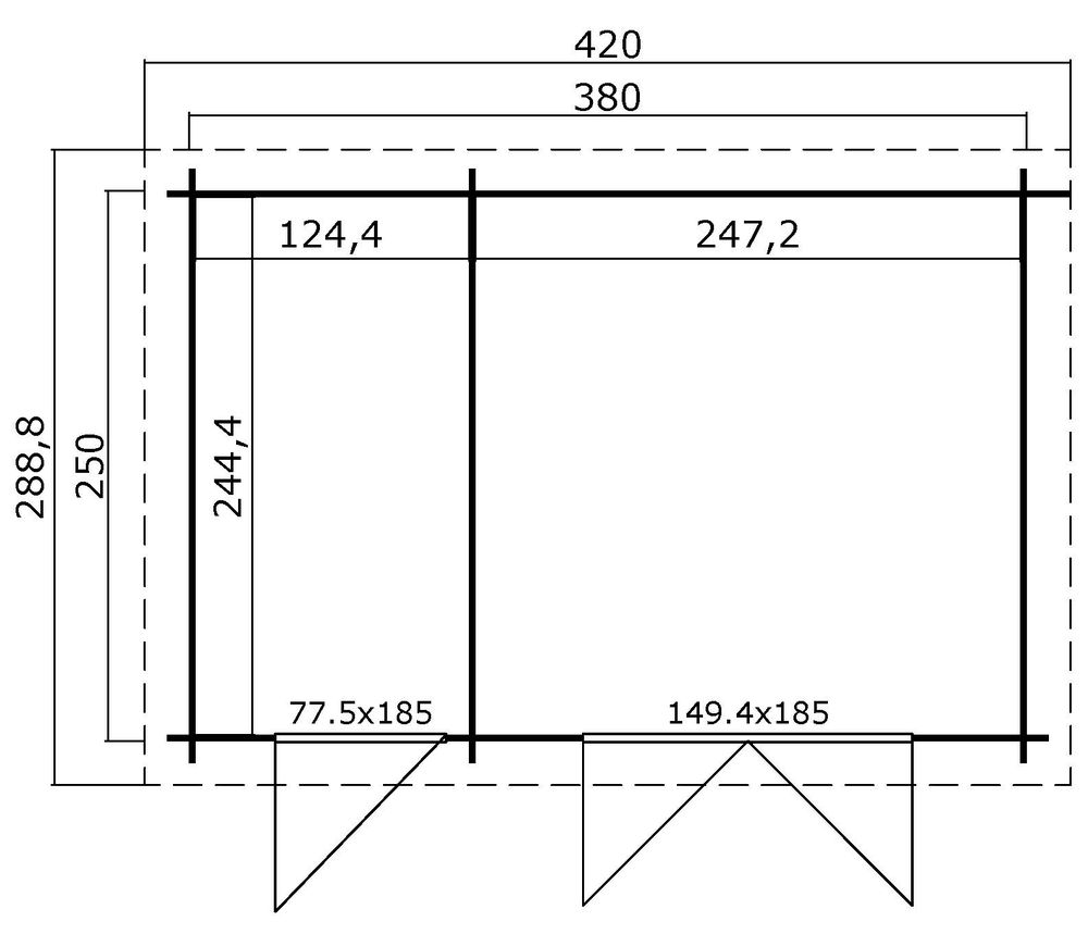 Friggebod Rolf A 9,5 m² med cykelförråd Friggebod Rolf A 9,5 m² med cykelförråd