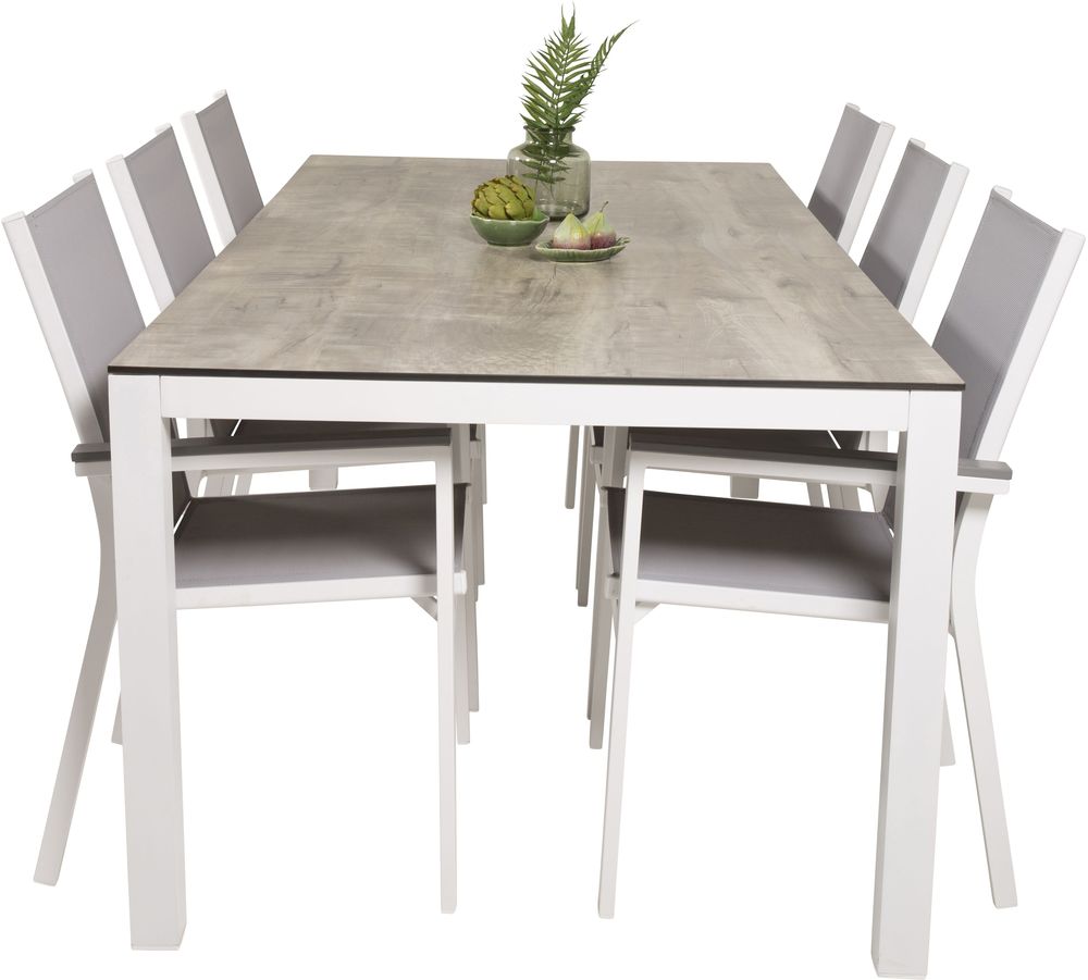 Tottarp Matgrupp (205x100) - Vit/Grå - 6 Stolar Tottarp Matgrupp (205x100) - Vit/Grå - 6 Stolar