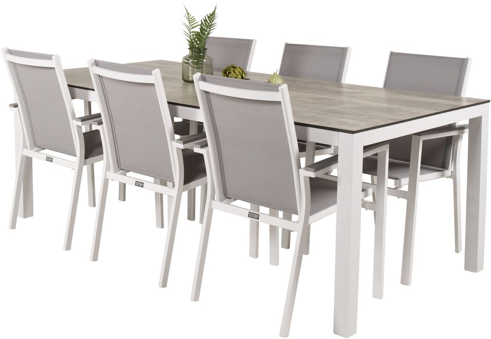 Tottarp Matgrupp (205x100) - Vit/Grå - 6 Stolar Tottarp Matgrupp (205x100) - Vit/Grå - 6 Stolar