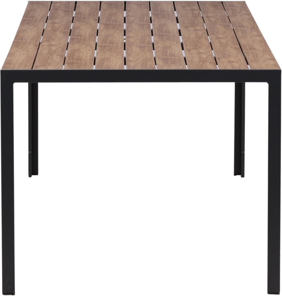 Chania matgrupp; 6 st Copacabana stolar med matbord 205 x 90 cm - Svart/natur