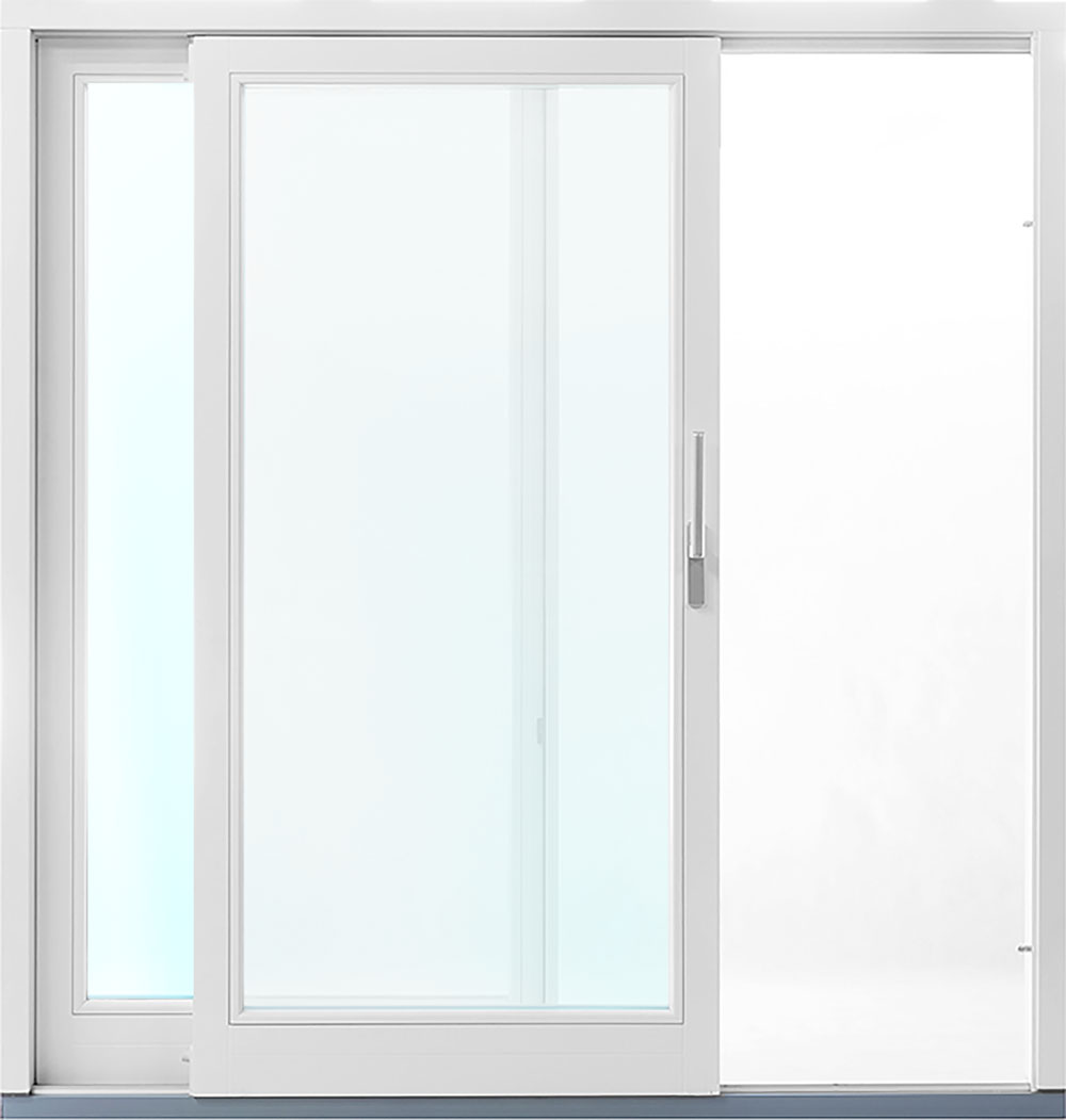 2-delat fasadparti i aluminium med skjutdörr - 3-glas + Karmhylsor 2-delat fasadparti i aluminium med skjutdörr - 3-glas + Karmhylsor