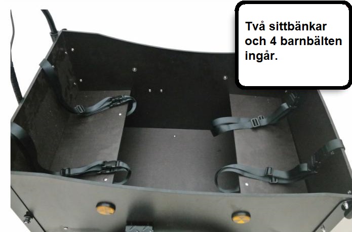 Eldriven Lådcykel med brun låda - 12,8 Ah + Låskätting Eldriven Lådcykel med brun låda - 12,8 Ah + Låskätting