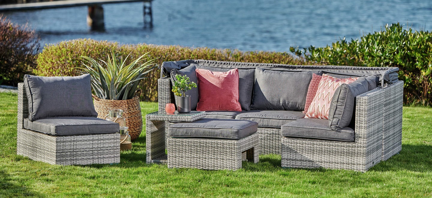 Slättvik byggbar loungegrupp med 5 delar - Grå Slättvik byggbar loungegrupp med 5 delar - Grå