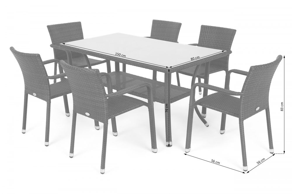 Matgrupp Sumba bord + 6 stolar - Brunmelerad Matgrupp Sumba bord + 6 stolar - Brunmelerad