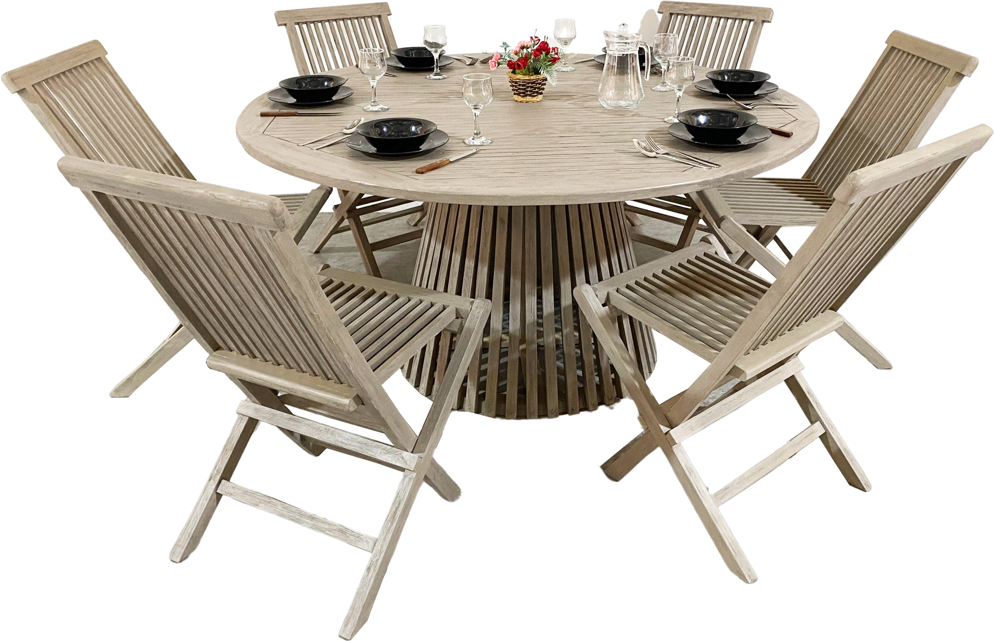 Salt runt konformat matbord - Gr teak