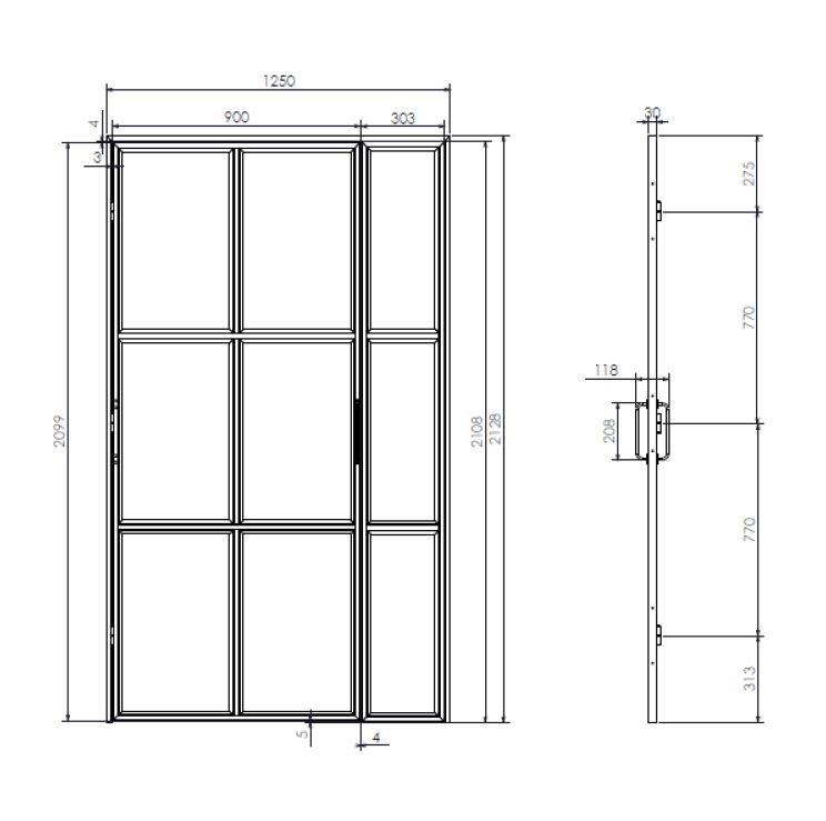 Industriglasdörr - svart Industriglasdörr - svart