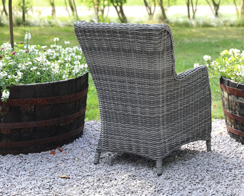 Jacksonville utematgrupp med fyra fåtöljer i grå konstrotting Jacksonville utematgrupp med fyra fåtöljer i grå konstrotting