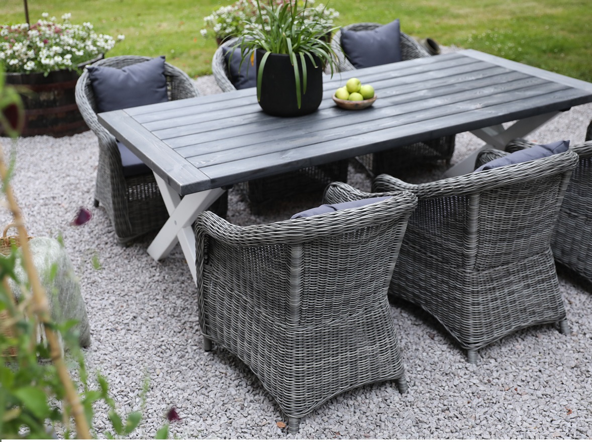 Oxford - Utemöbelgrupp 220 cm Grå/Vit Oxford - Utemöbelgrupp 220 cm Grå/Vit