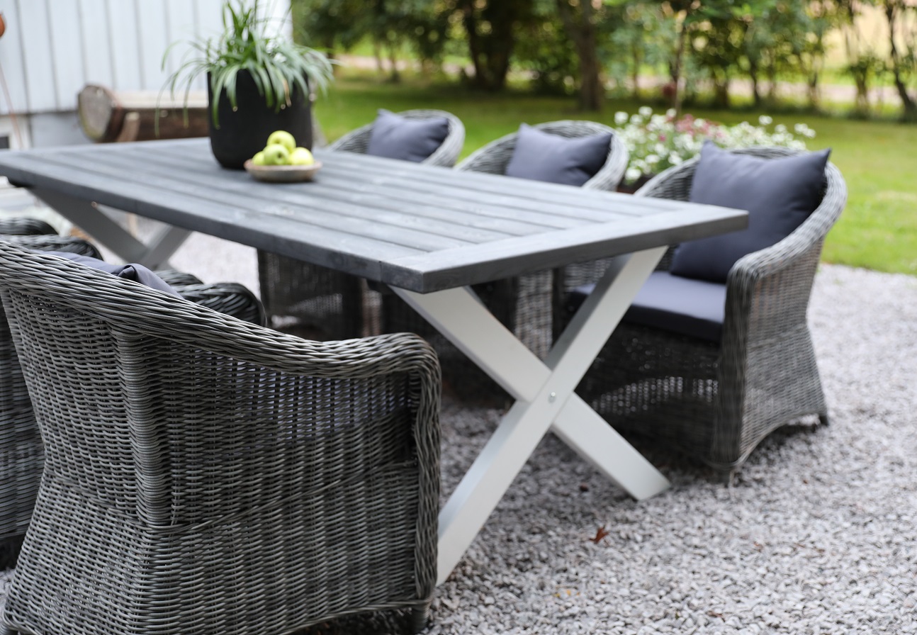 Oxford - Utemöbelgrupp 220 cm Grå/Vit Oxford - Utemöbelgrupp 220 cm Grå/Vit