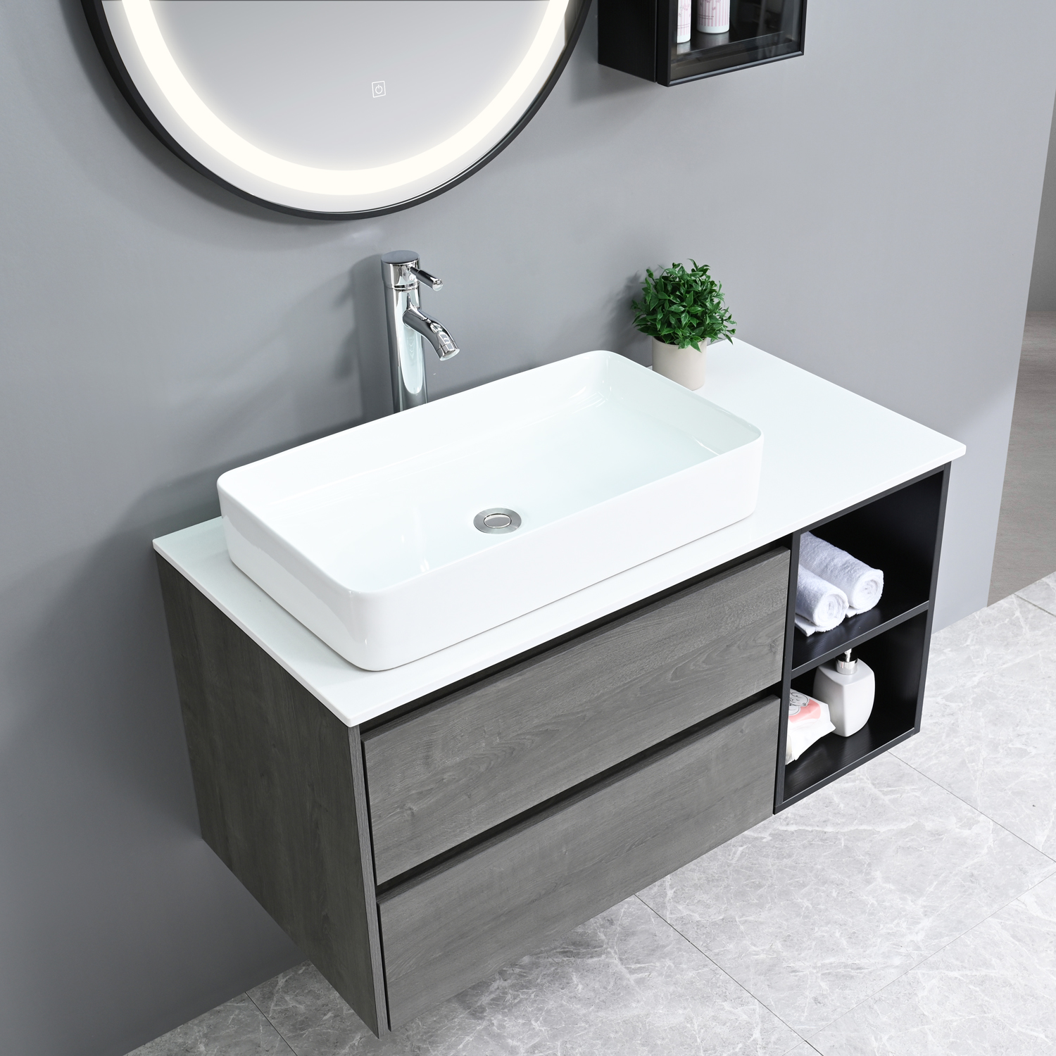 Badrumsmöbler Dove - Grå trä Badrumsmöbler Dove - Grå trä