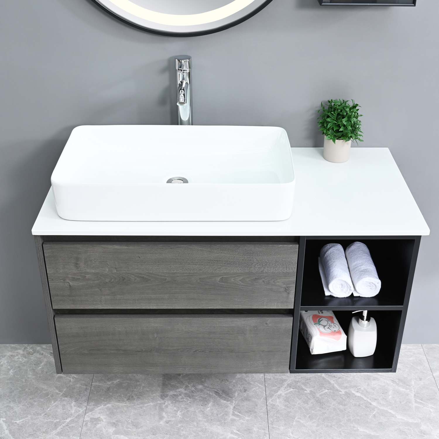 Badrumsmöbler Dove - Grå trä Badrumsmöbler Dove - Grå trä