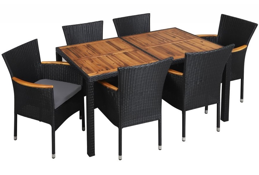 Texas utefåtölj - Svart/akacia Texas utefåtölj - Svart/akacia