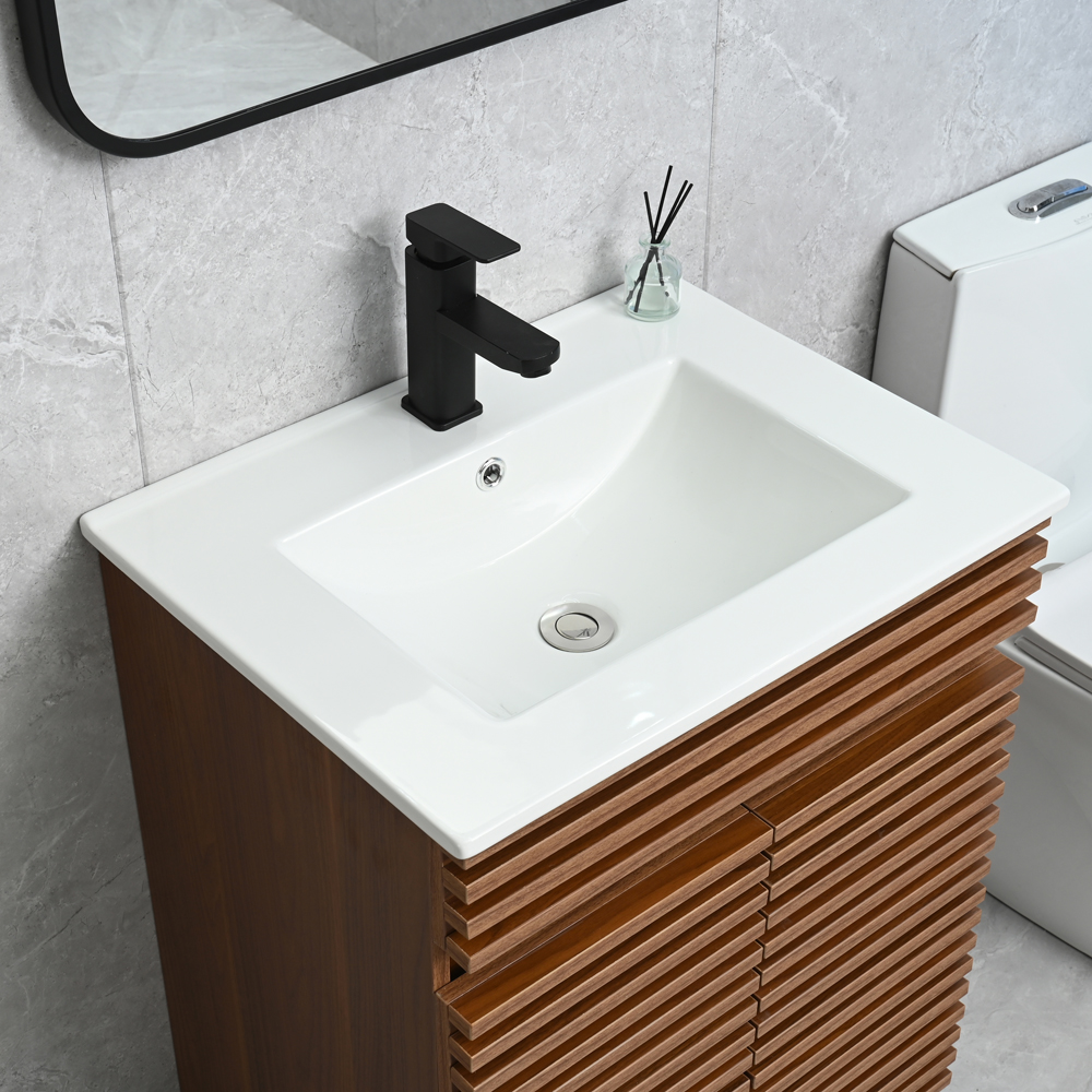 Badezimmermöbel Venice 60 - Gerillt aus dunklem Holz Badezimmermöbel Venice 60 - Gerillt aus dunklem Holz