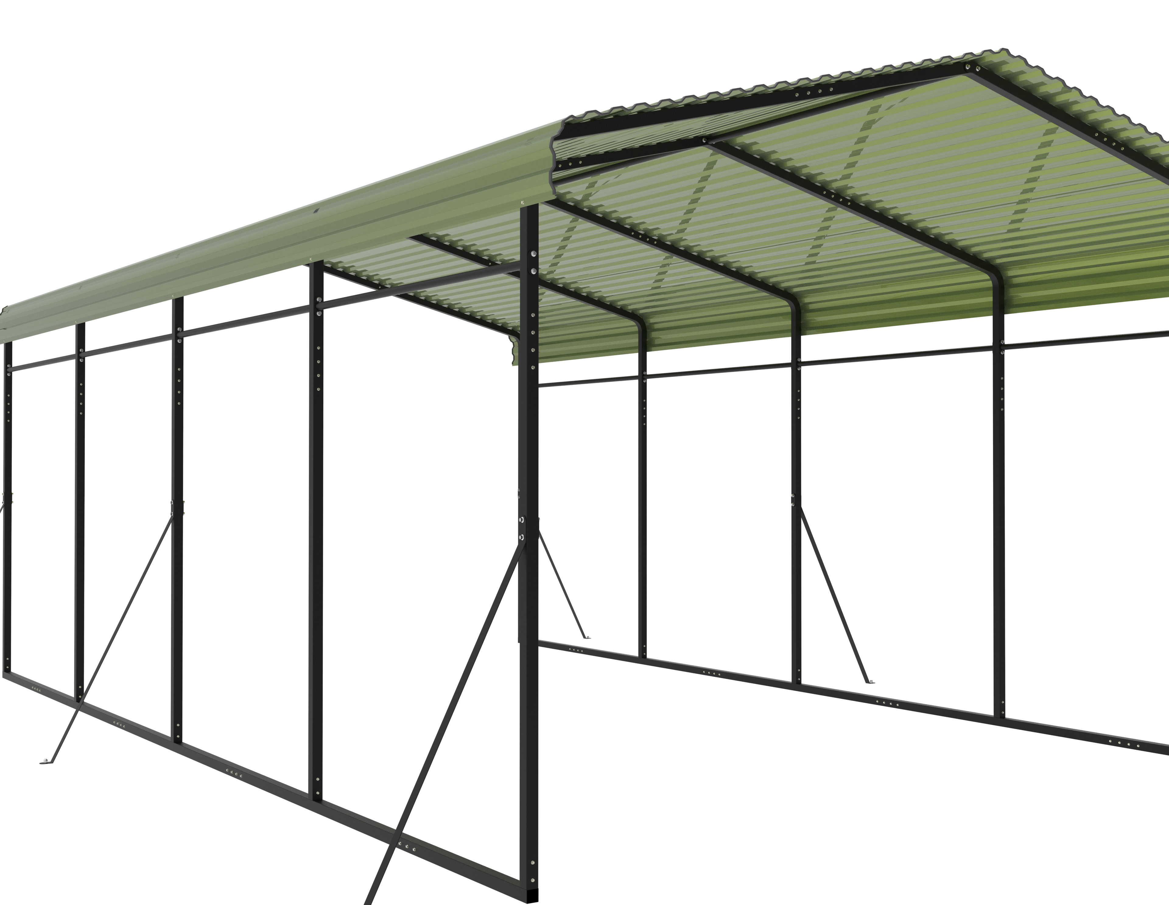 Carport med metallram och färgplåt Carport med metallram och färgplåt