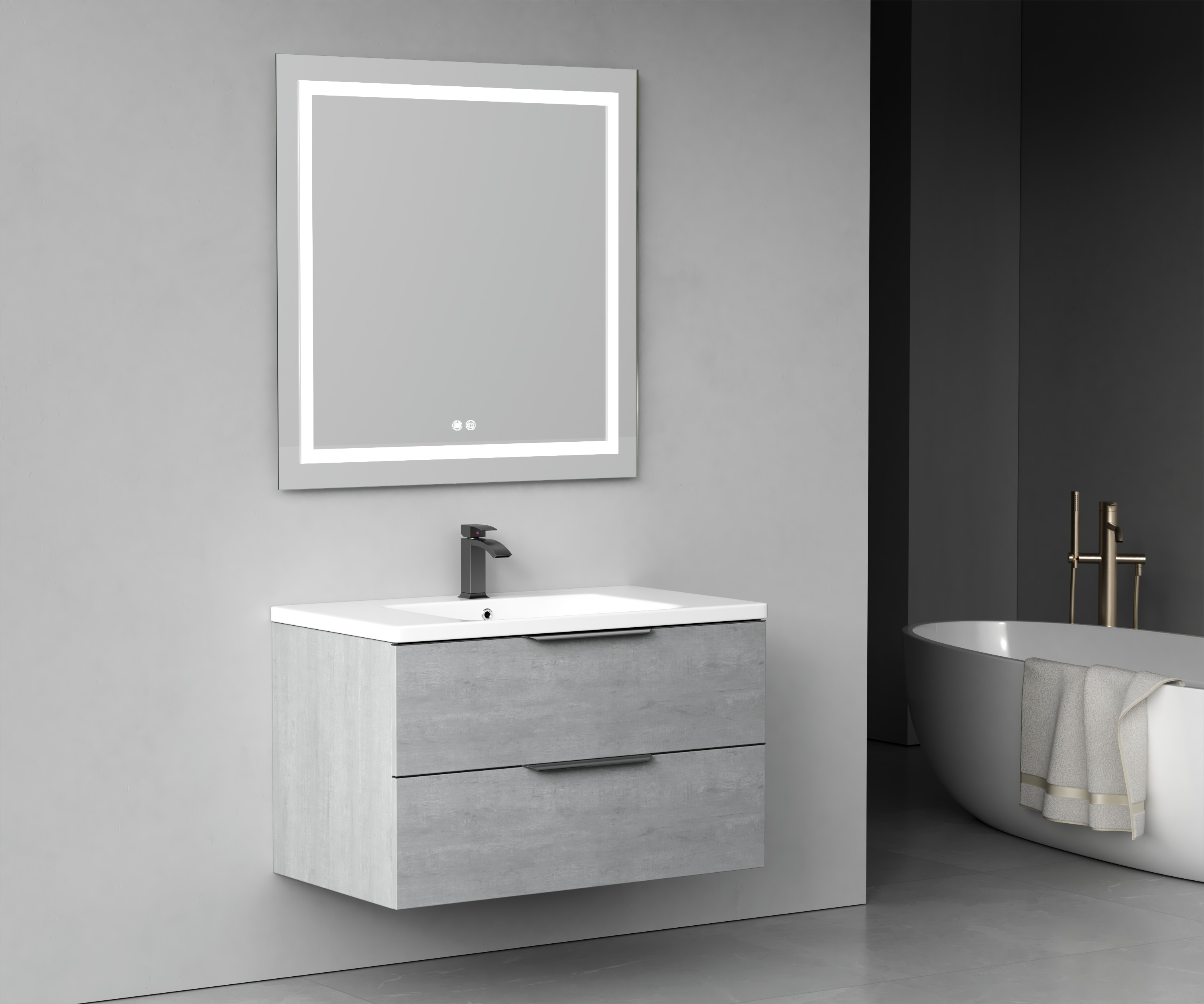 Badezimmermöbel London 90 cm - Betongrau Badezimmermöbel London 90 cm - Betongrau