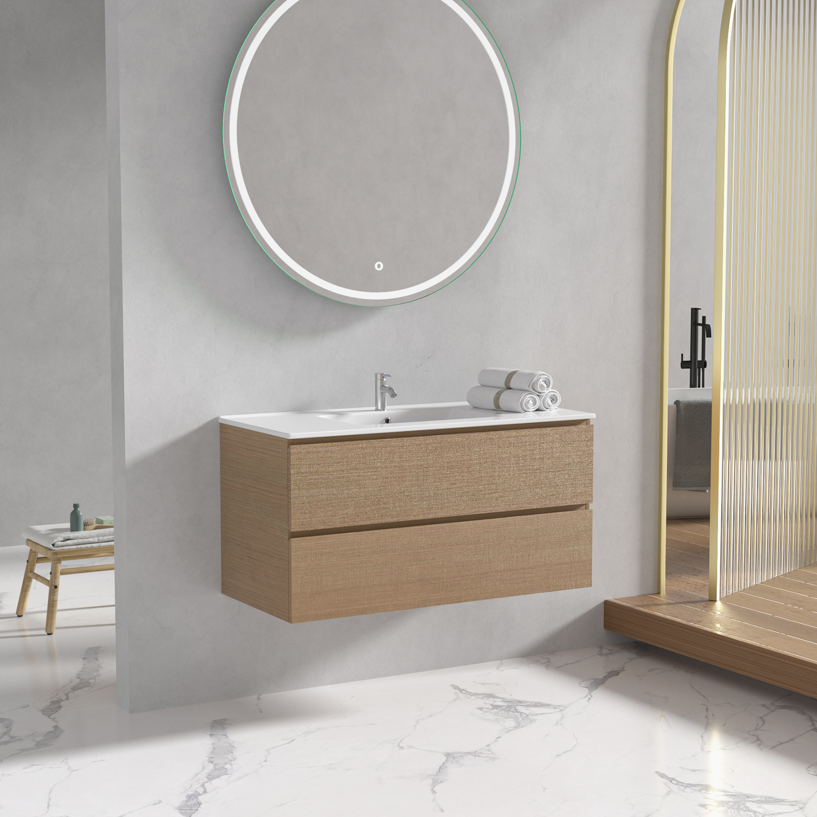 Badrumsöbler Milan 100 cm - Ljust trä Badrumsöbler Milan 100 cm - Ljust trä