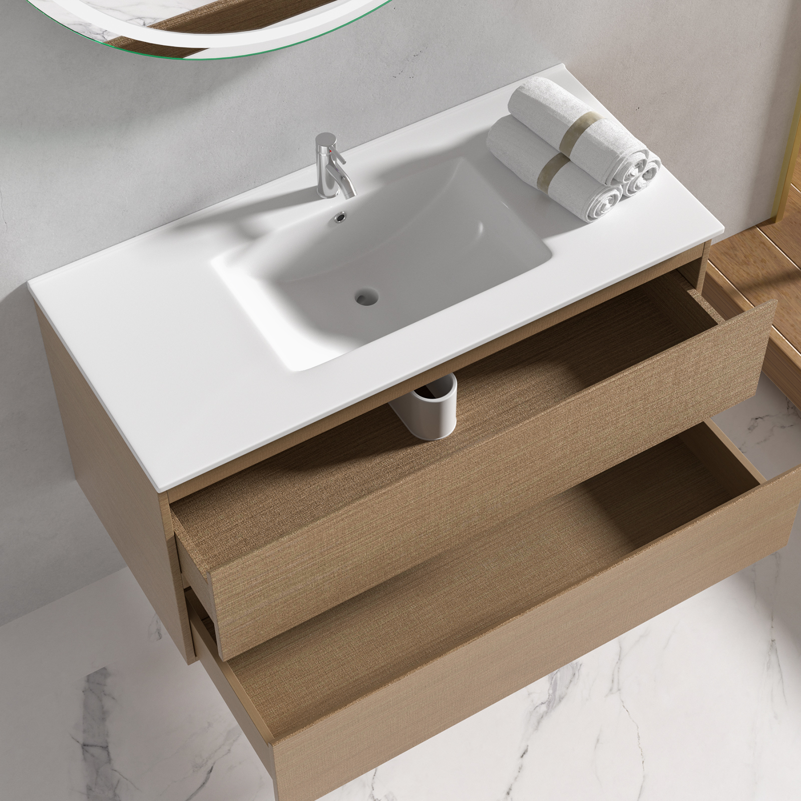 Badrumsöbler Milan 100 cm - Ljust trä Badrumsöbler Milan 100 cm - Ljust trä