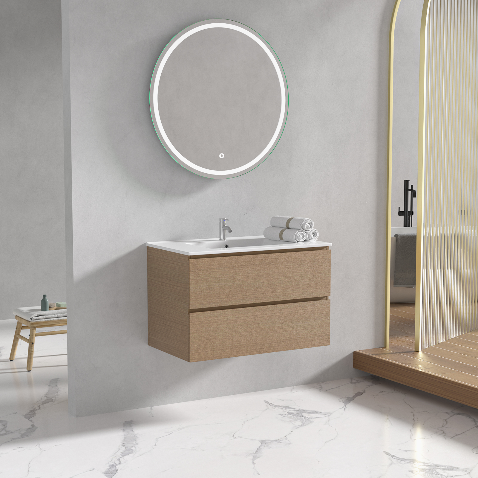 Badezimmermöbel Milan 80 cm - Helles Holz Badezimmermöbel Milan 80 cm - Helles Holz