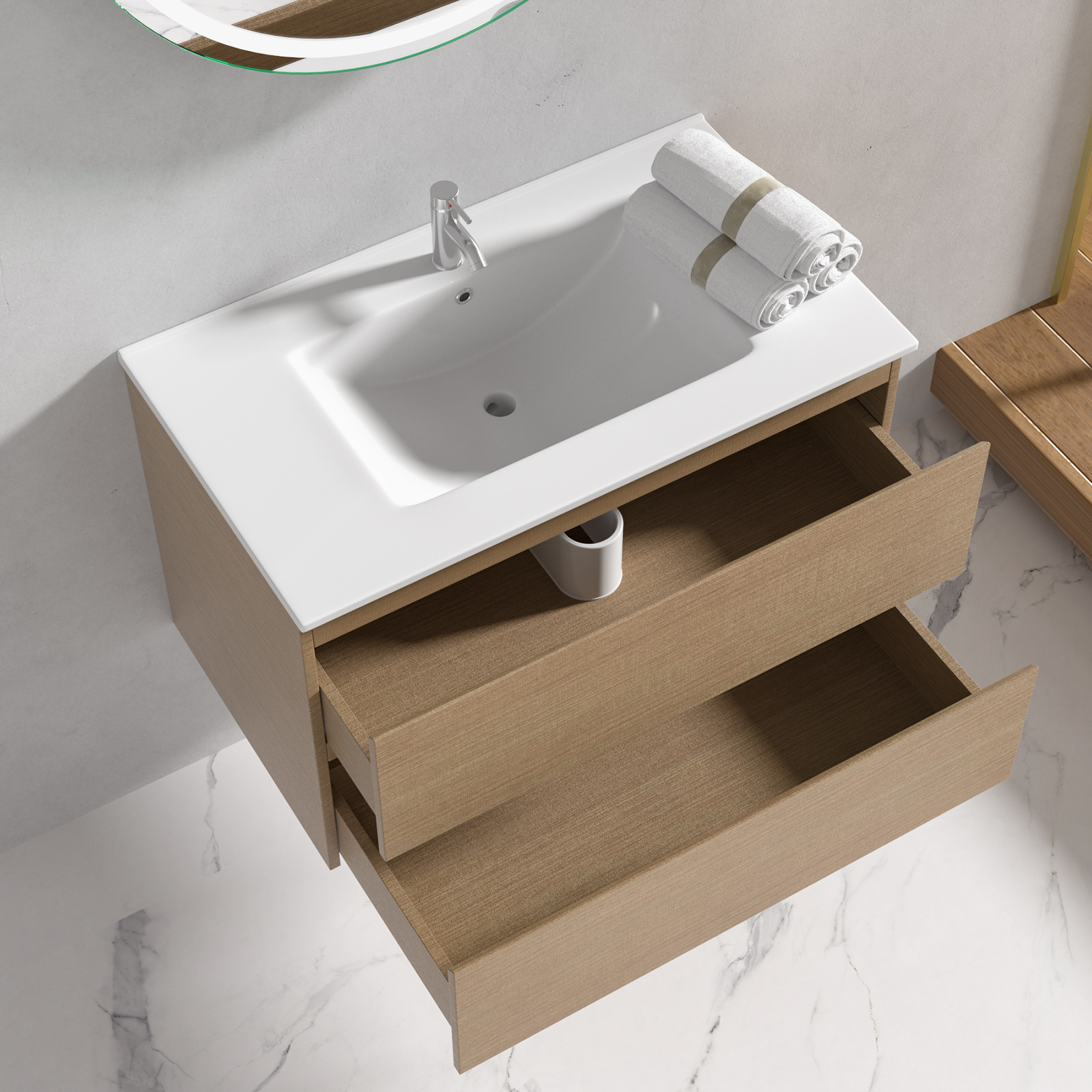 Badezimmermöbel Milan 80 cm - Helles Holz Badezimmermöbel Milan 80 cm - Helles Holz