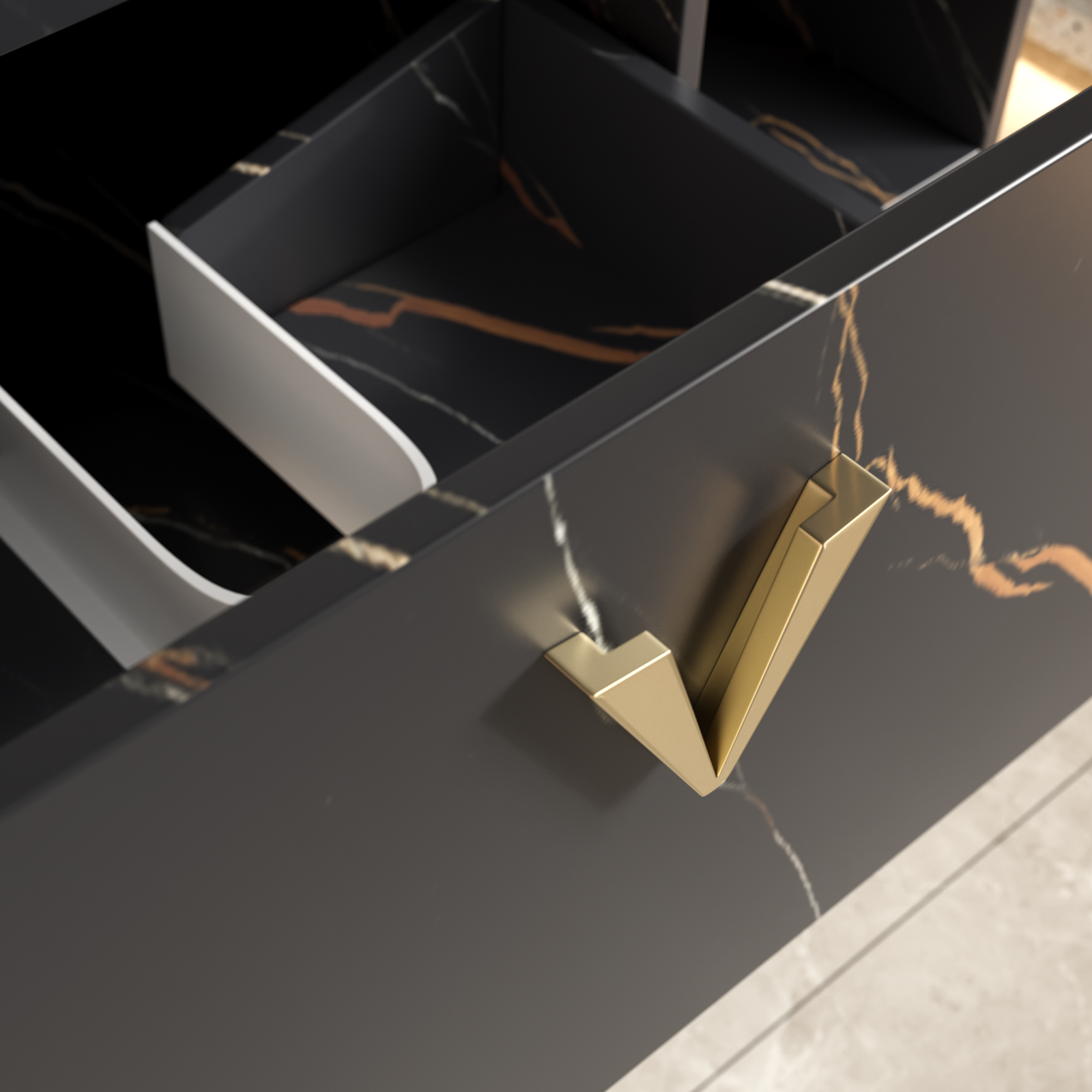 Badezimmermöbel Luxe - Grau & Messing Badezimmermöbel Luxe - Grau & Messing