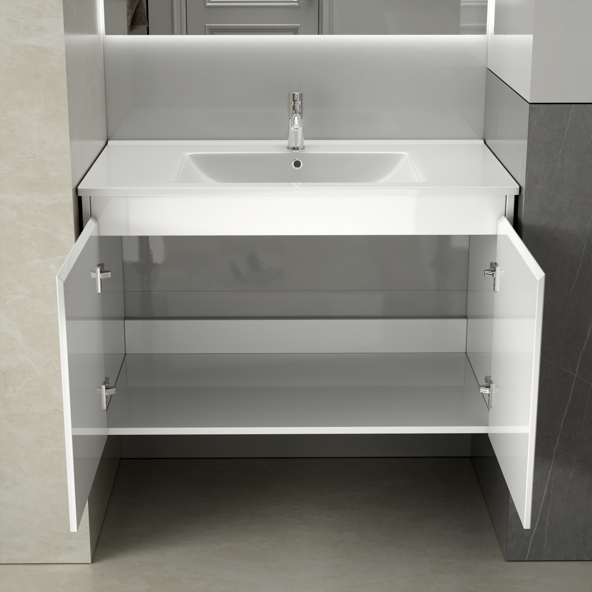 Badezimmermöbel Gustavo 80 cm - Weiß Badezimmermöbel Gustavo 80 cm - Weiß