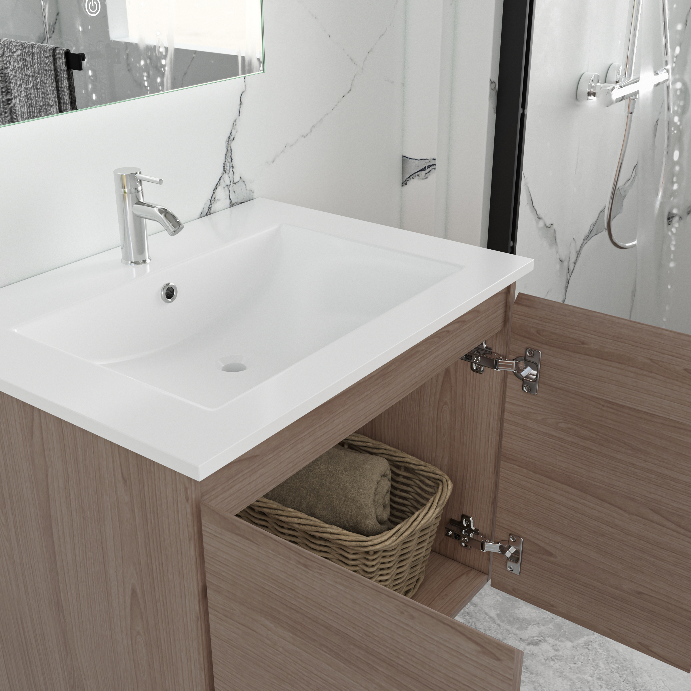 Badezimmerm�bel Stockholm 60 cm - Dunkle Holzimitation