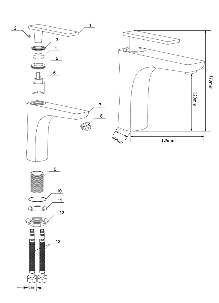 Tvättställblandare - Peony | Vit/guld Tvättställblandare - Peony | Vit/guld