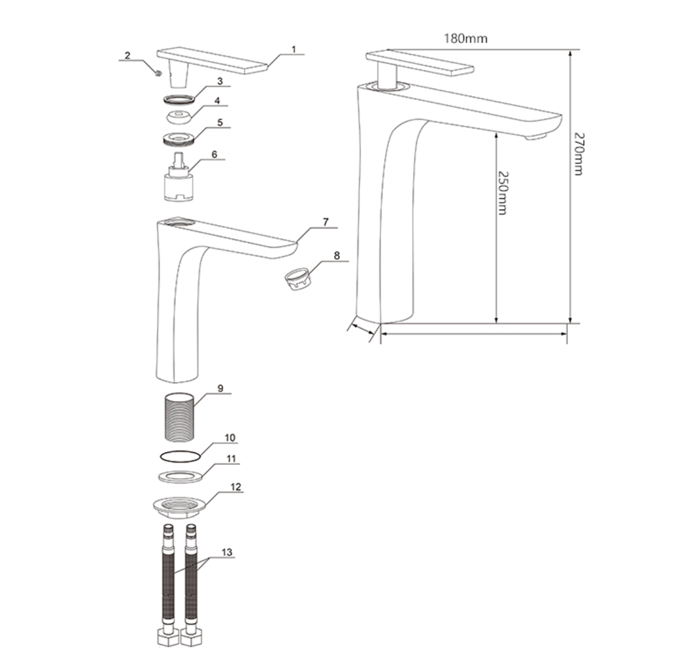 Tvättställblandare Peony - Hög pip | Vit/Guld Tvättställblandare Peony - Hög pip | Vit/Guld