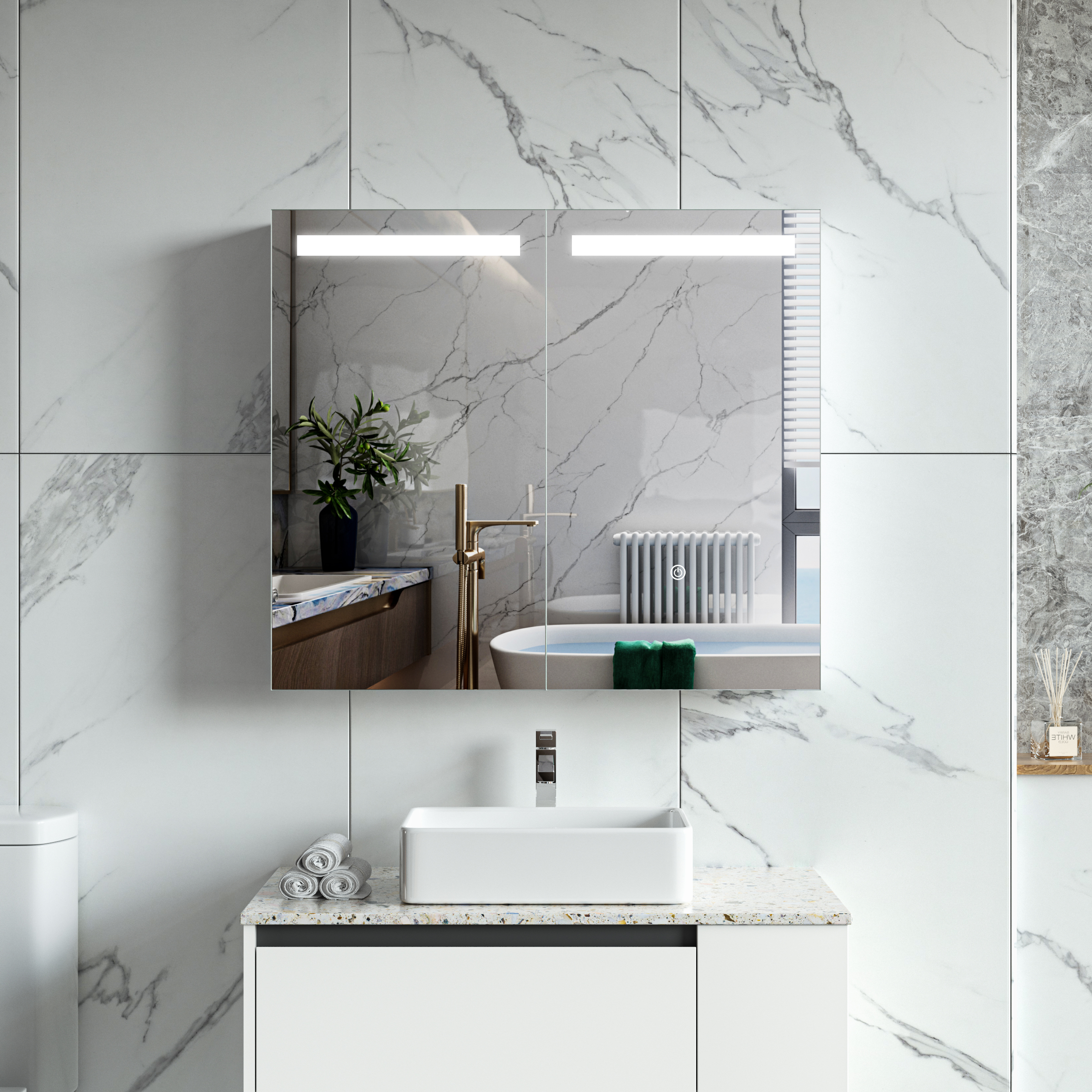 Spegelskåp Luxe med belysning - 80 cm Spegelskåp Luxe med belysning - 80 cm