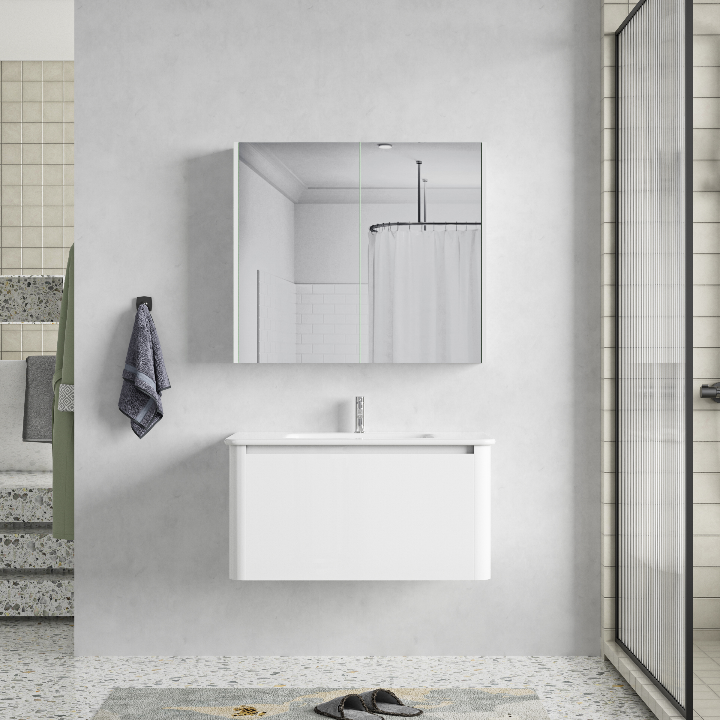 Badezimmermöbel Genava 80 cm - Weiß Badezimmermöbel Genava 80 cm - Weiß