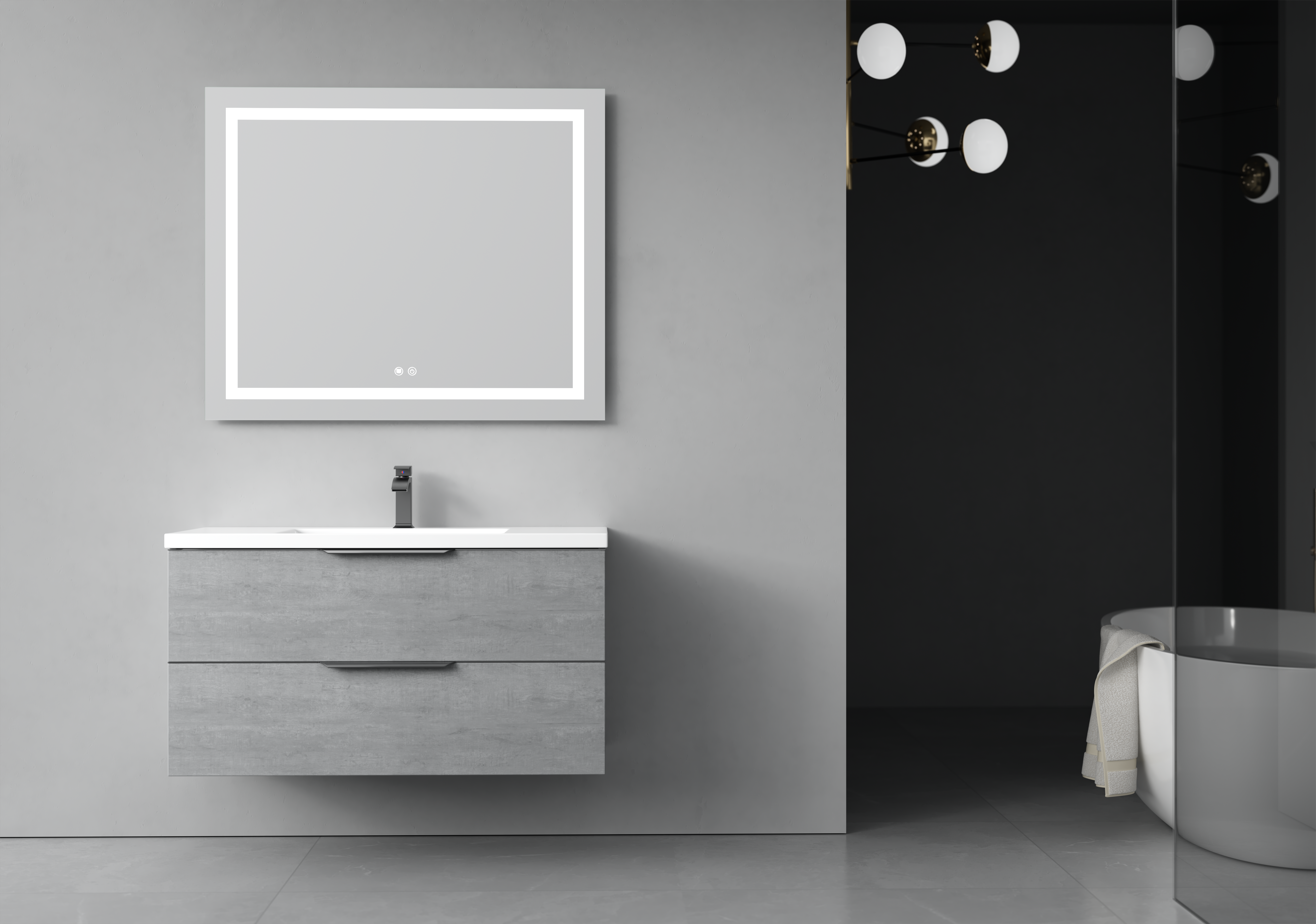 Badezimmermöbel London 80 cm - Betongrau Badezimmermöbel London 80 cm - Betongrau