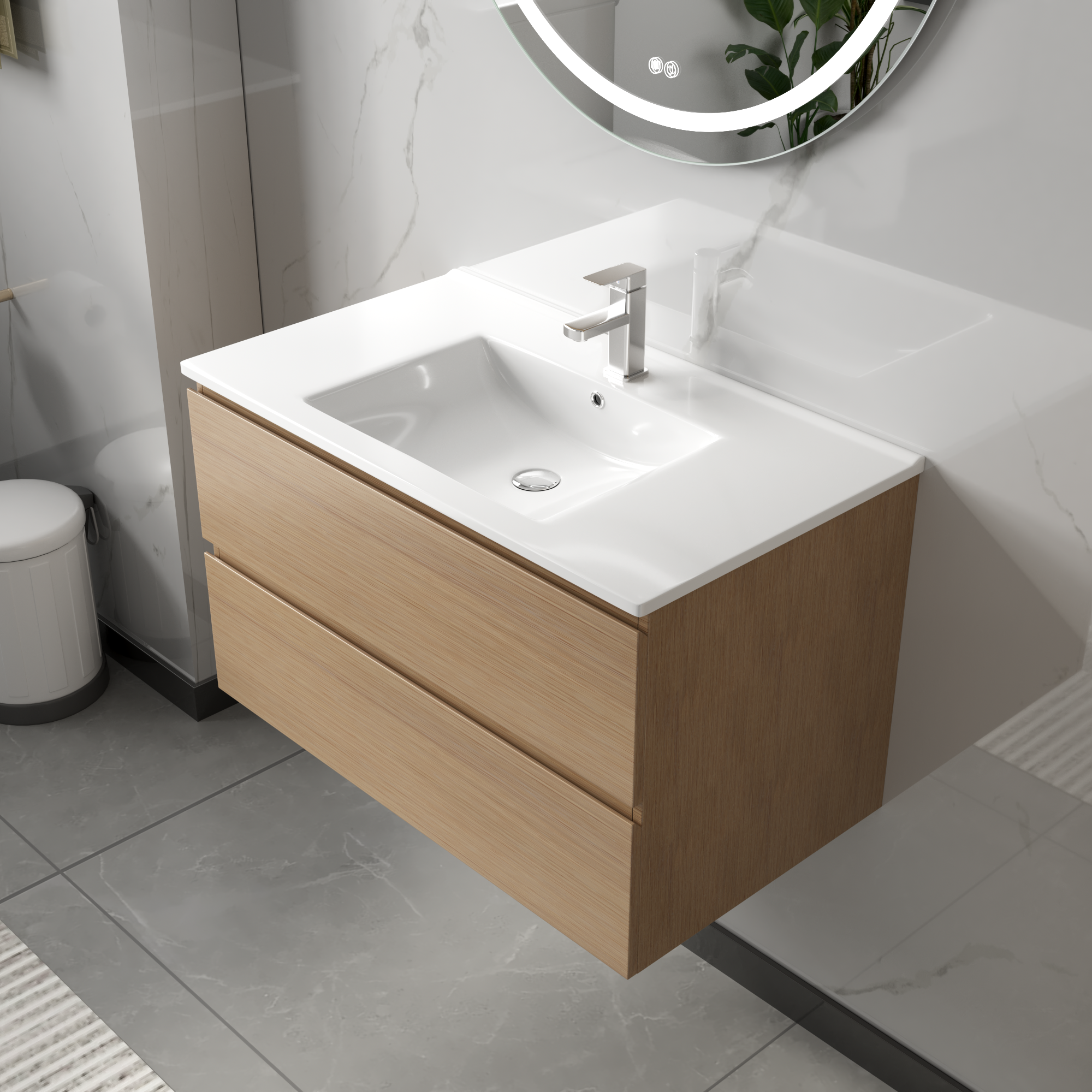 Badezimmermöbel Milan 80 cm - Helles Holz Badezimmermöbel Milan 80 cm - Helles Holz