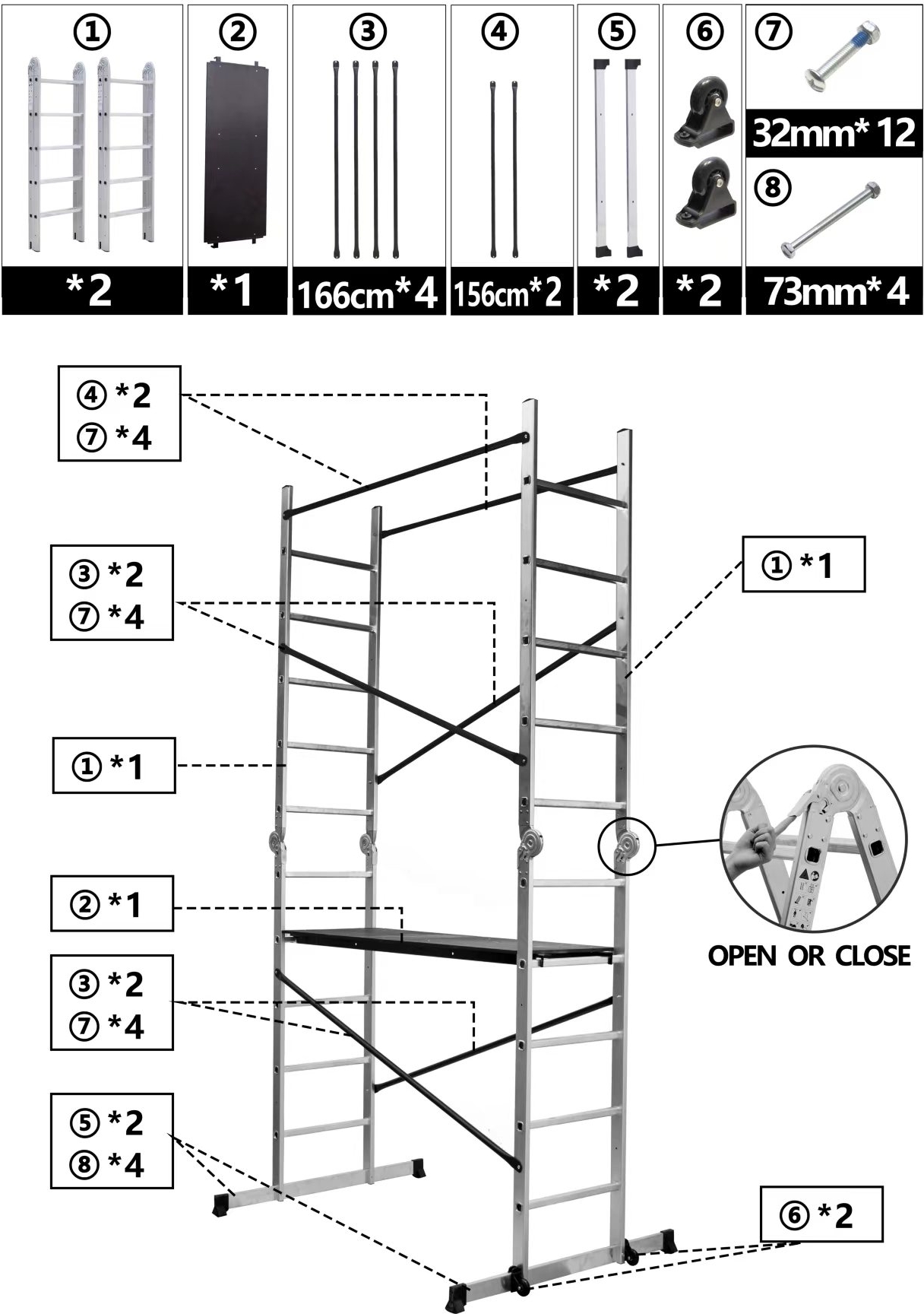 Multistege med arbetsplattform - Multibyggställning 3,1 m Multistege med arbetsplattform - Multibyggställning 3,1 m
