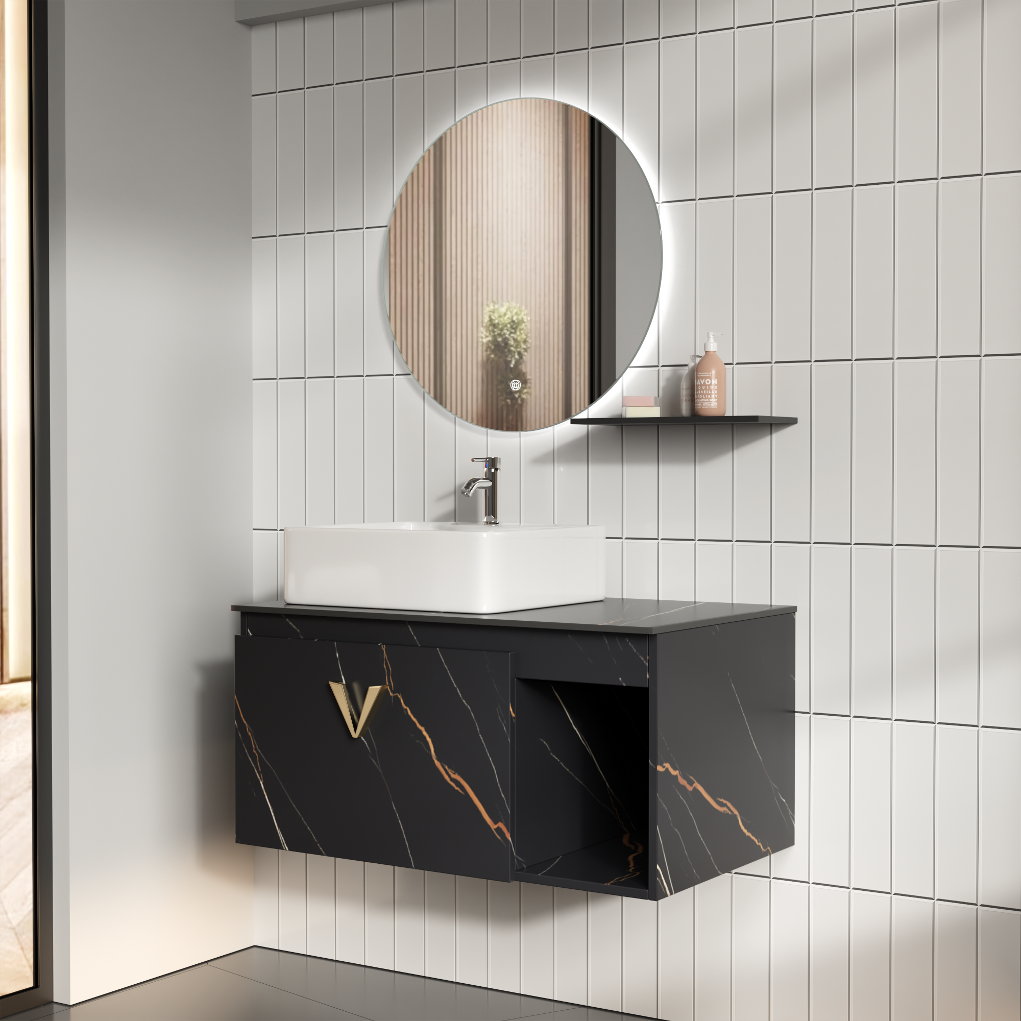 Badezimmermöbel Luxe - Grau & Messing Badezimmermöbel Luxe - Grau & Messing