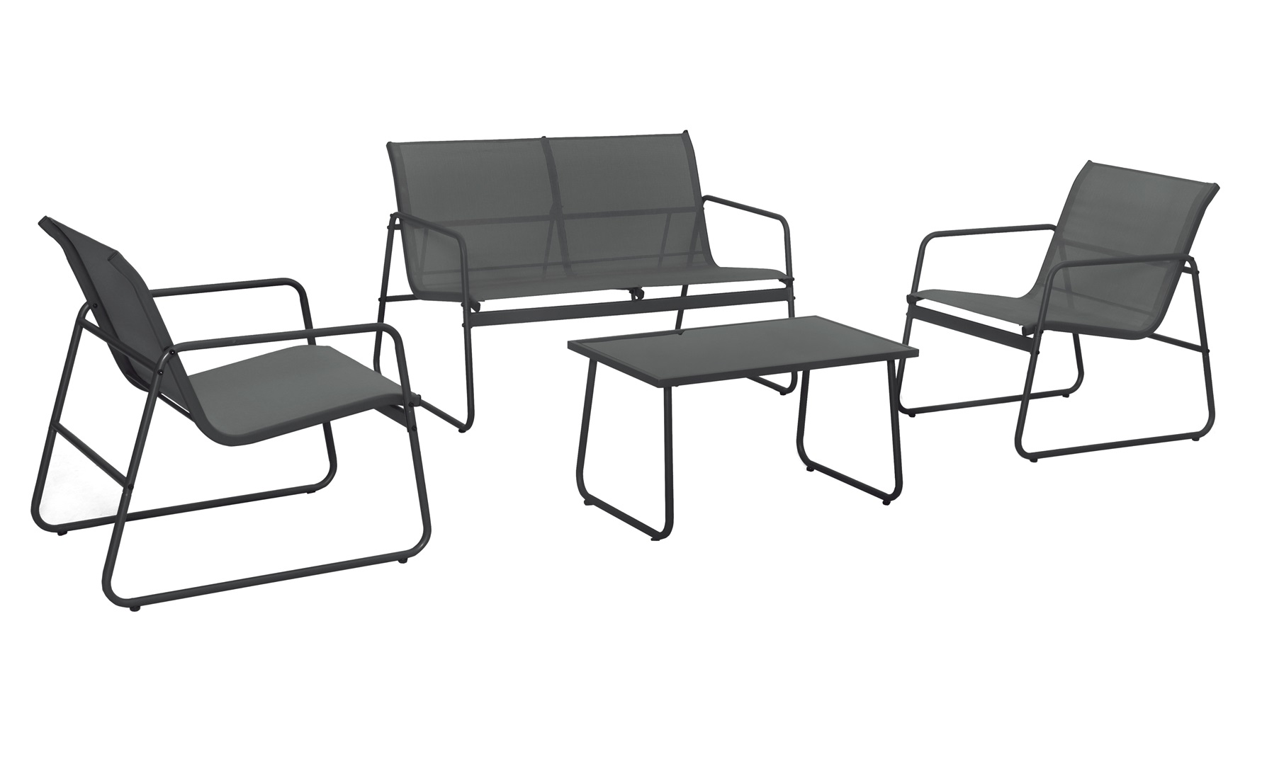 Zansibar loungegrupp soffa fåtöljer och soffbord - Svart utegrupp Zansibar loungegrupp soffa fåtöljer och soffbord - Svart utegrupp