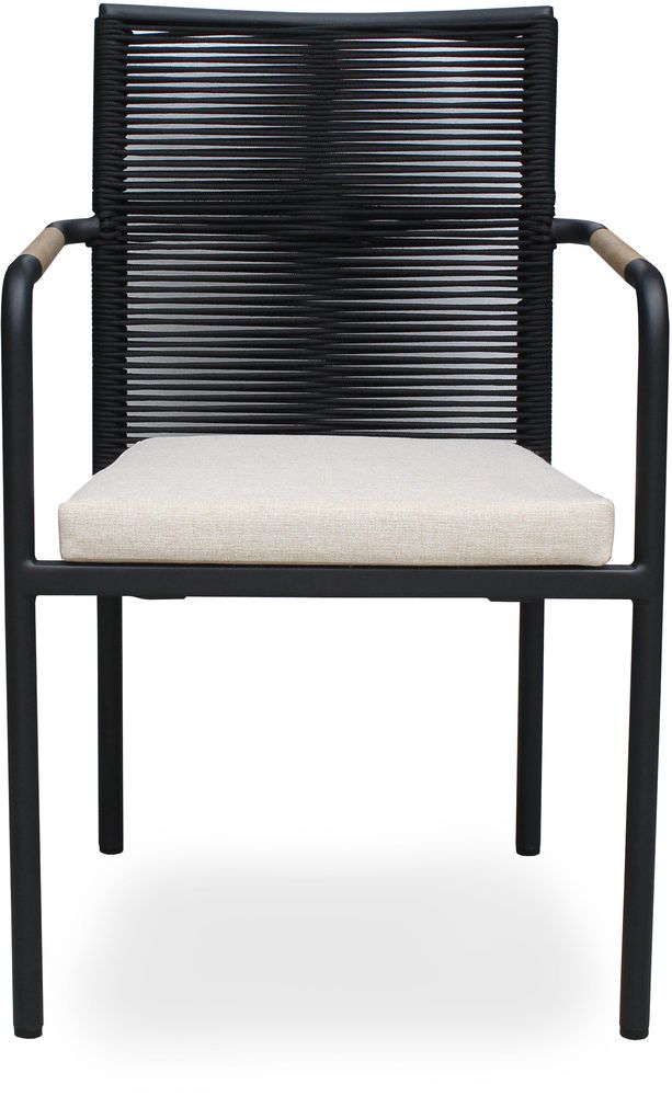 Skanör karmstol i svart rep - Svart/Teak Skanör karmstol i svart rep - Svart/Teak