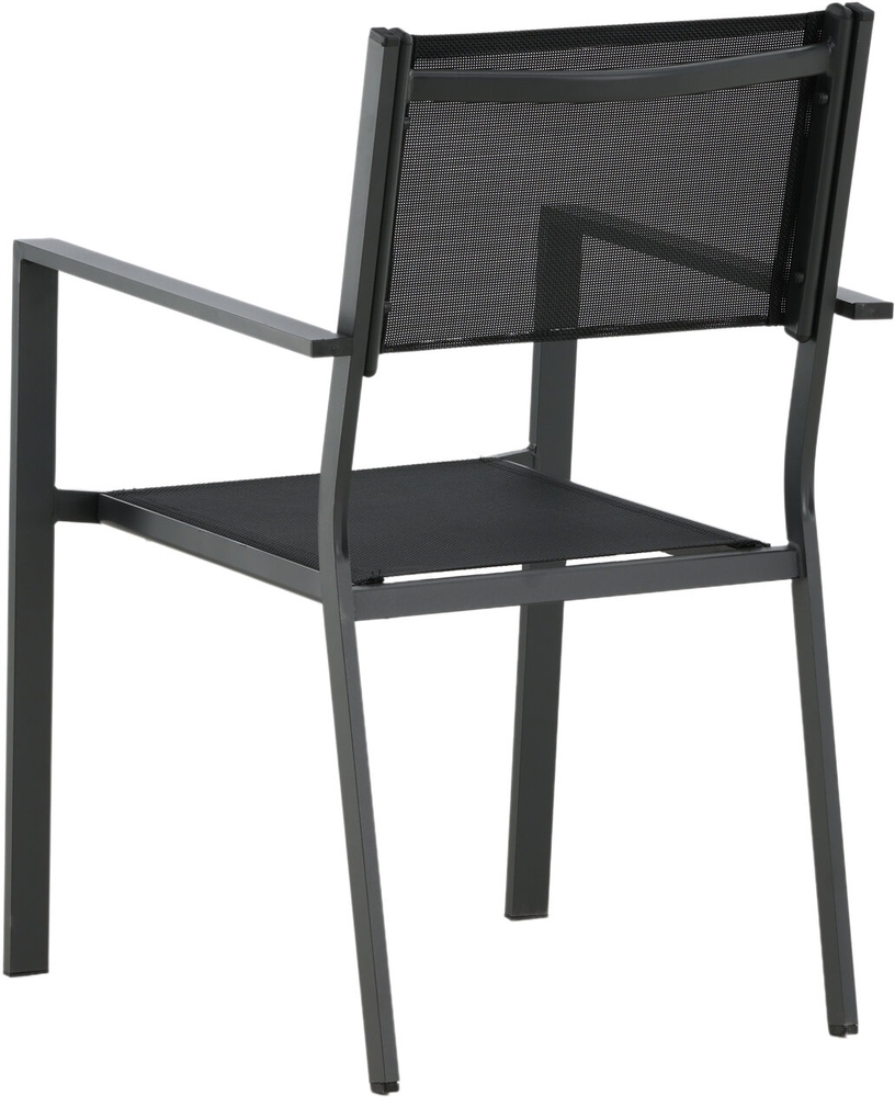 Chania matgrupp; 6 st Copacabana stolar med matbord 205 x 90 cm - Svart/natur