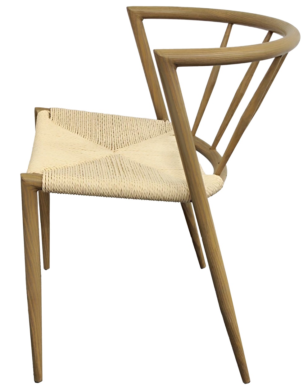 Bella utestol i ek-utseende med beige repsits Bella utestol i ek-utseende med beige repsits