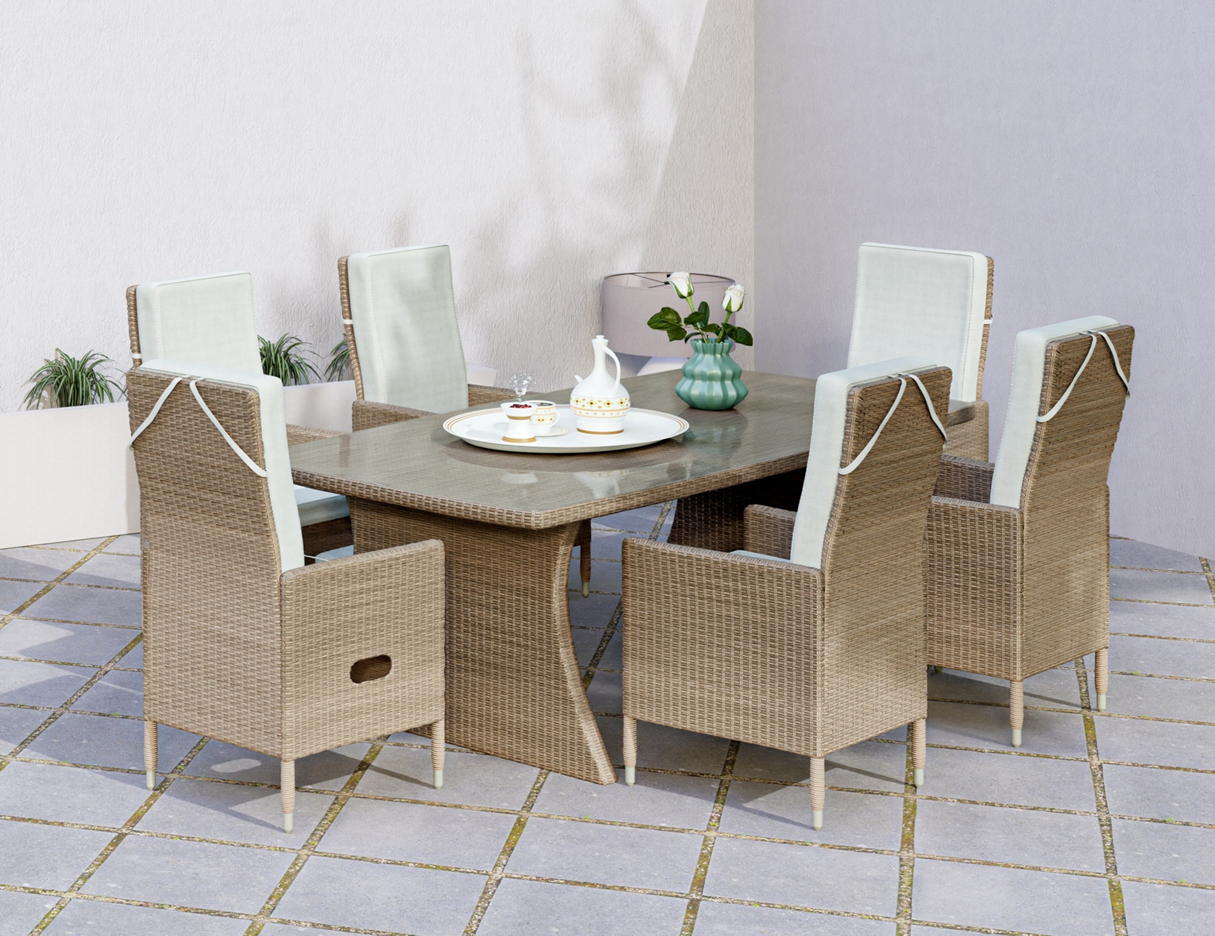 Sienna utembelgrupp med 6 st stllbara stolar och matbord