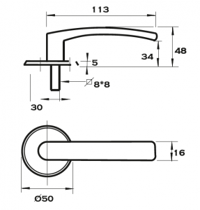 Dörrhandtag - Satin krom Dörrhandtag - Satin krom