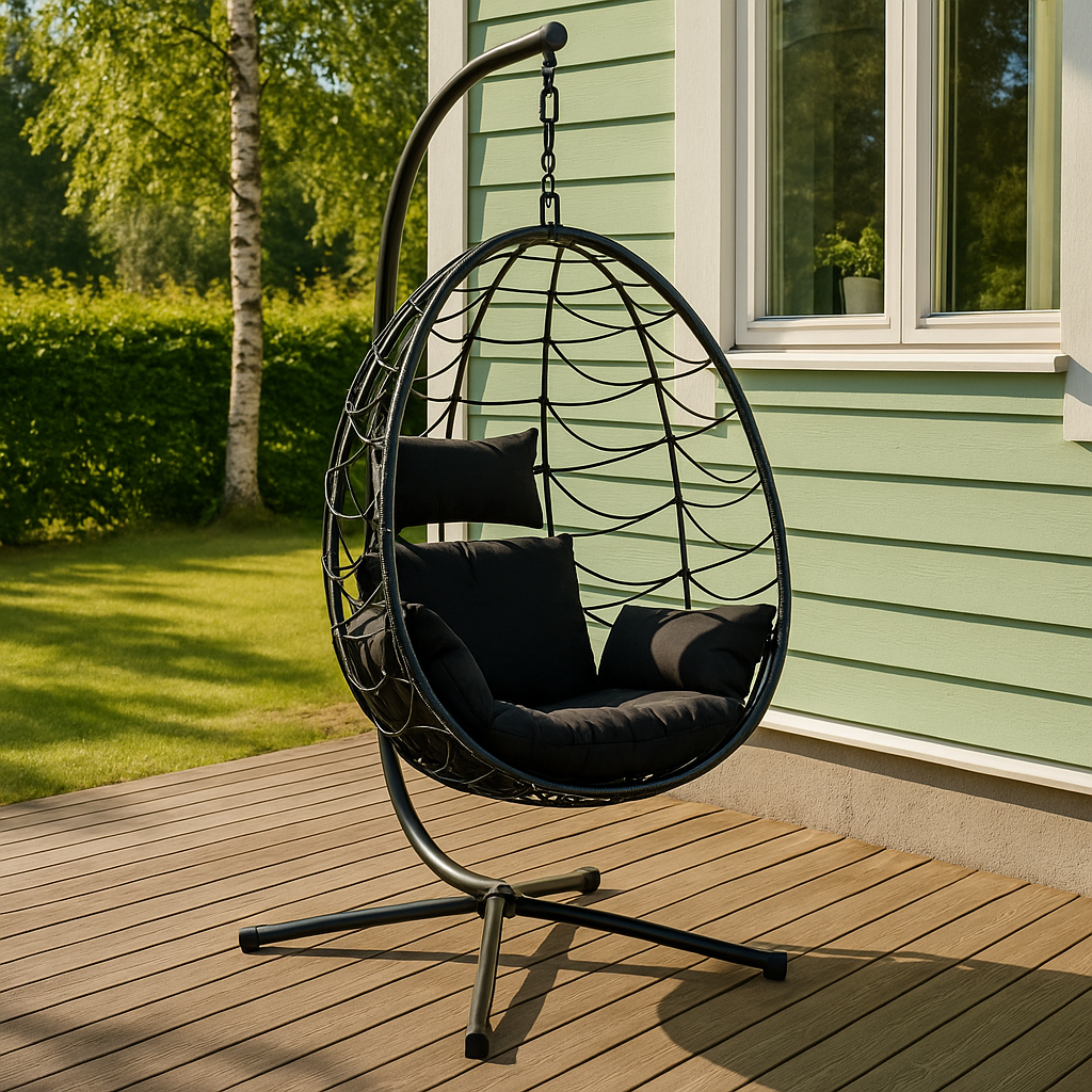 Hngstol - Miami med dynor | Svart