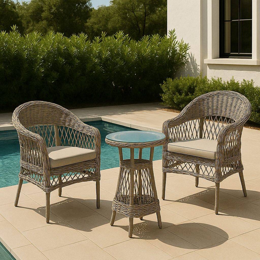 Holmön café set i konstrotting - Beige/vit Holmön café set i konstrotting - Beige/vit