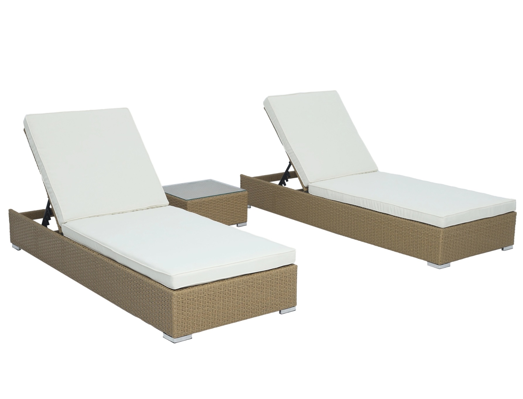 Astrid 2 st Solsängar med bord - Natur konstrotting Astrid 2 st Solsängar med bord - Natur konstrotting