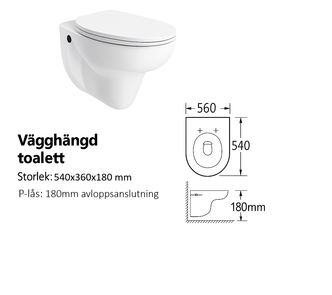 Vägghängd toalett Lind - Vit Vägghängd toalett Lind - Vit