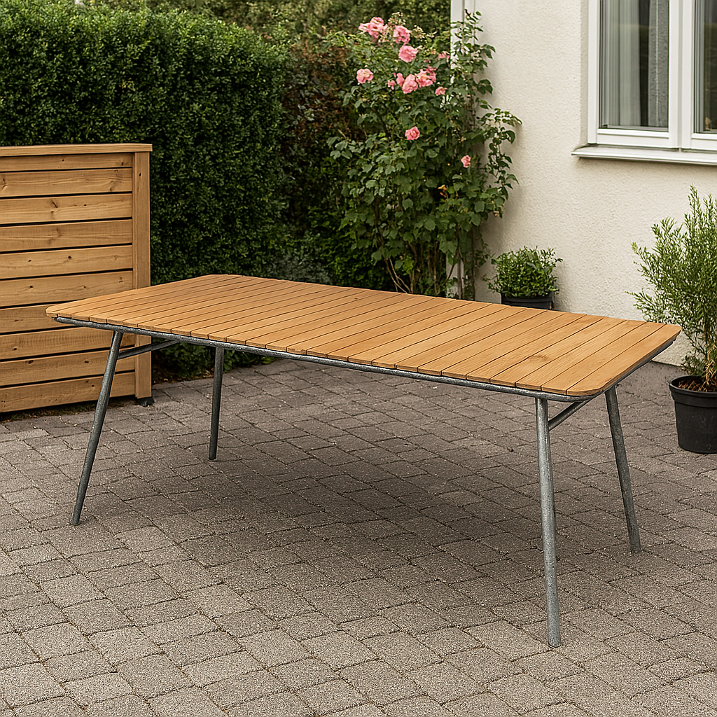 Mllan bord 176x90 cm - Teak / Galvaniserat stl