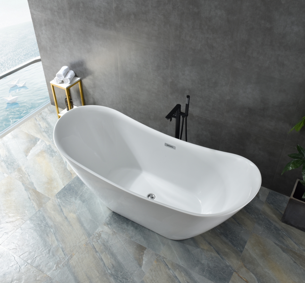 Frist�ende badkar Eleganto 180 cm
